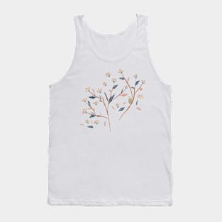 Pretty Minimalist Aesthetic Flower Bird Floral Design Tank Top